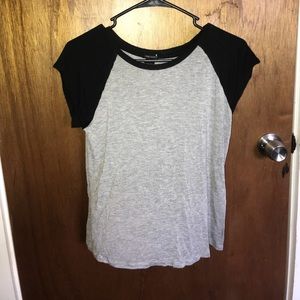 grey and black shirt